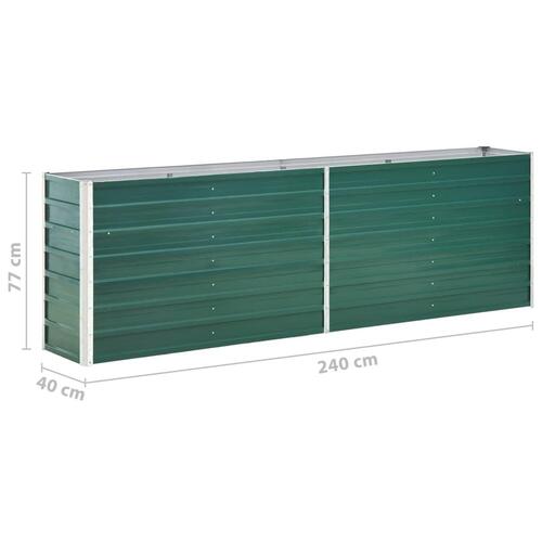 Forhøjet plantekasse 240x40x77 cm galvaniseret stål grøn