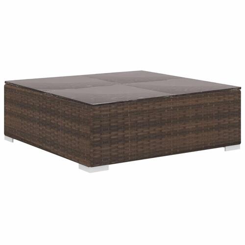 Haveloungesæt 4 dele med hynder polyrattan brun