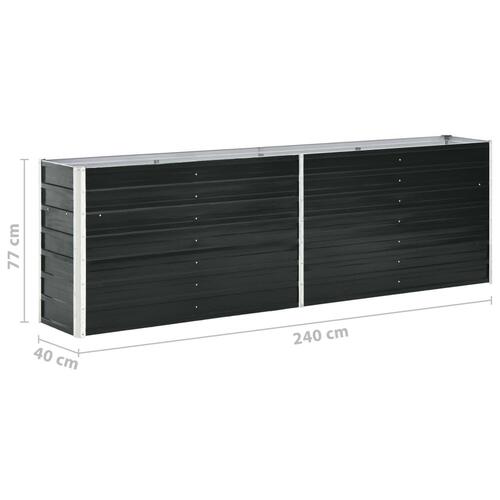 Forhøjet plantekasse 240x40x77 cm galvaniseret stål antracitgrå