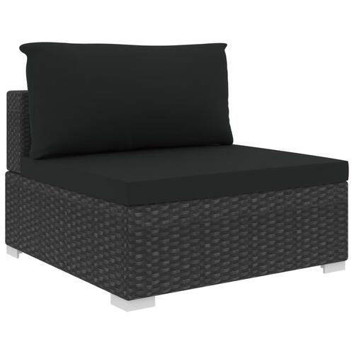 Haveloungesæt 4 dele med hynder polyrattan sort