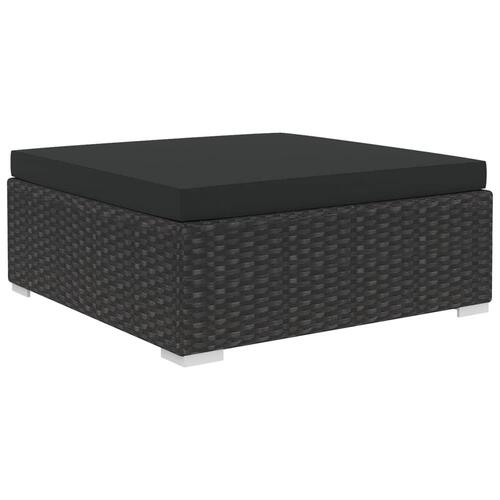 Haveloungesæt 4 dele med hynder polyrattan sort