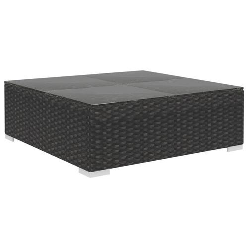 Haveloungesæt 4 dele med hynder polyrattan sort