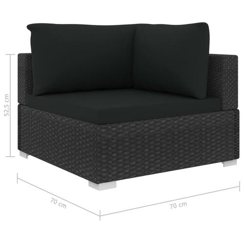 Haveloungesæt 4 dele med hynder polyrattan sort