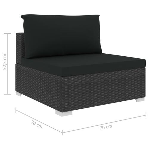 Haveloungesæt 5 dele med hynder polyrattan sort