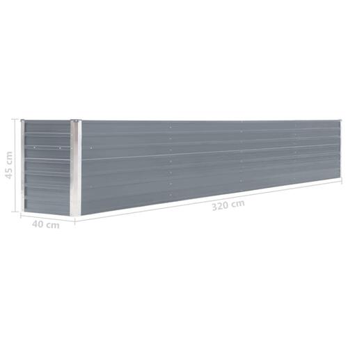 Forhøjet plantekasse 320x40x45 cm galvaniseret stål grå