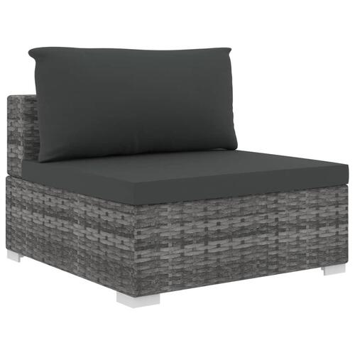 Haveloungesæt 9 dele med hynder polyrattan grå
