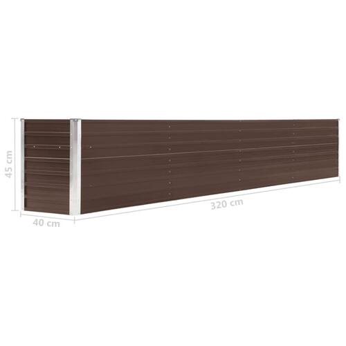 Forhøjet plantekasse 320x40x45 cm galvaniseret stål brun