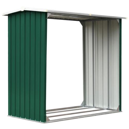 Brændeskur 172 x 91 x 154 cm galvaniseret stål grøn