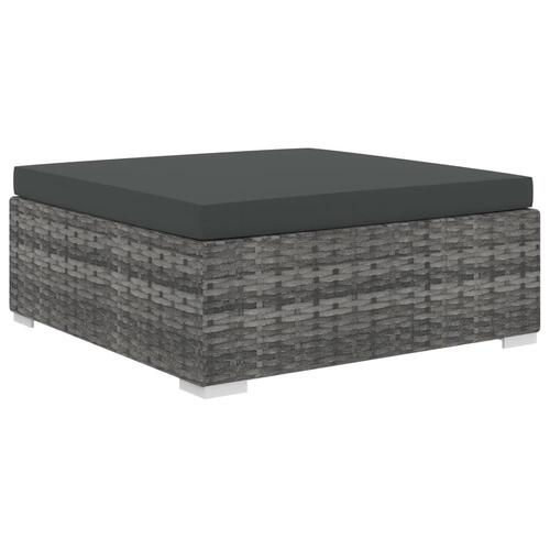 Haveloungesæt 11 dele med hynder polyrattan grå