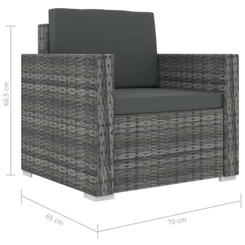Haveloungesæt 11 dele med hynder polyrattan grå