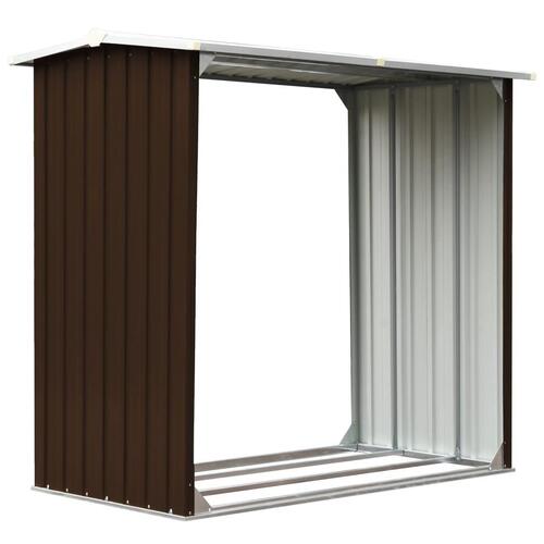 Brændeskur 172 x 91 x 154 cm galvaniseret stål brun