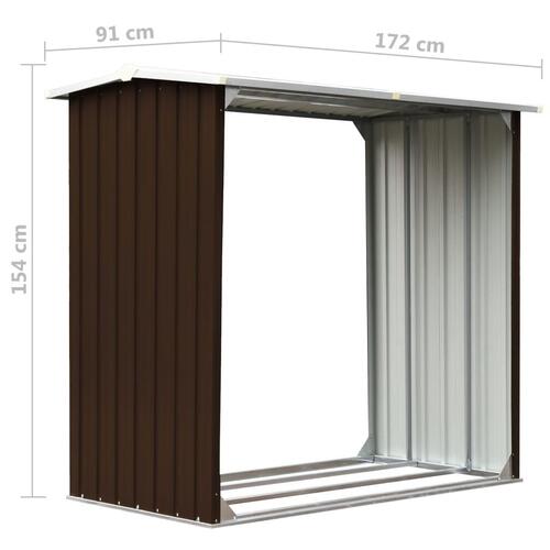 Brændeskur 172 x 91 x 154 cm galvaniseret stål brun