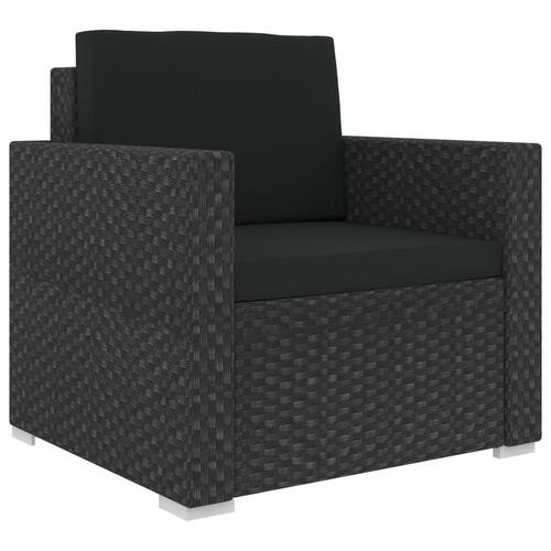 Haveloungesæt 11 dele med hynder polyrattan sort