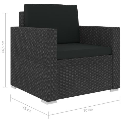 Haveloungesæt 11 dele med hynder polyrattan sort
