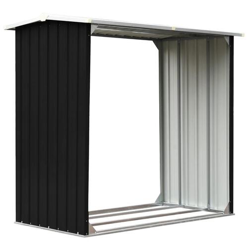 Brændeskur 172 x 91 x 154 cm galvaniseret stål antracitgrå