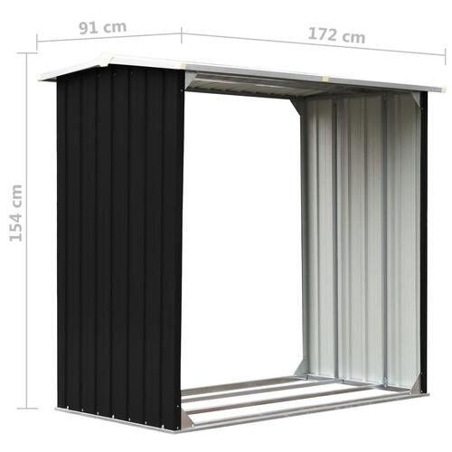 Brændeskur 172 x 91 x 154 cm galvaniseret stål antracitgrå