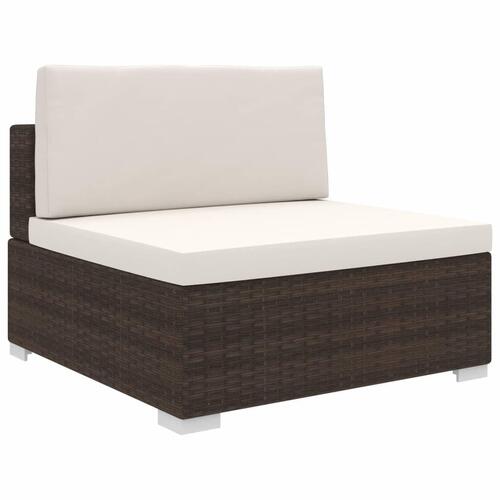 Midtersæde til sofa 1 stk. med hynder polyrattan brun