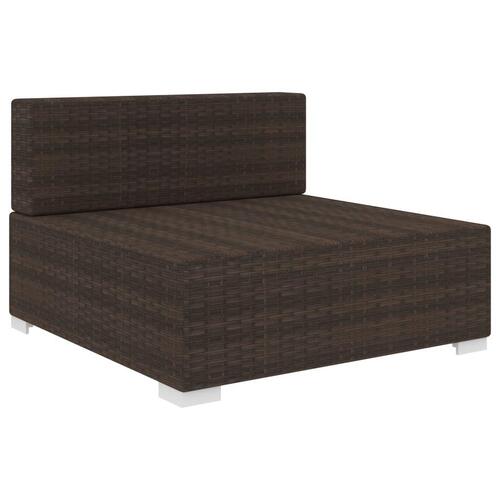 Midtersæde til sofa 1 stk. med hynder polyrattan brun