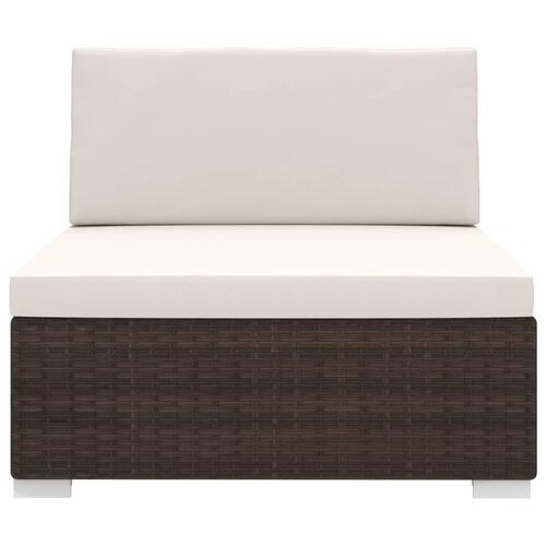 Midtersæde til sofa 1 stk. med hynder polyrattan brun