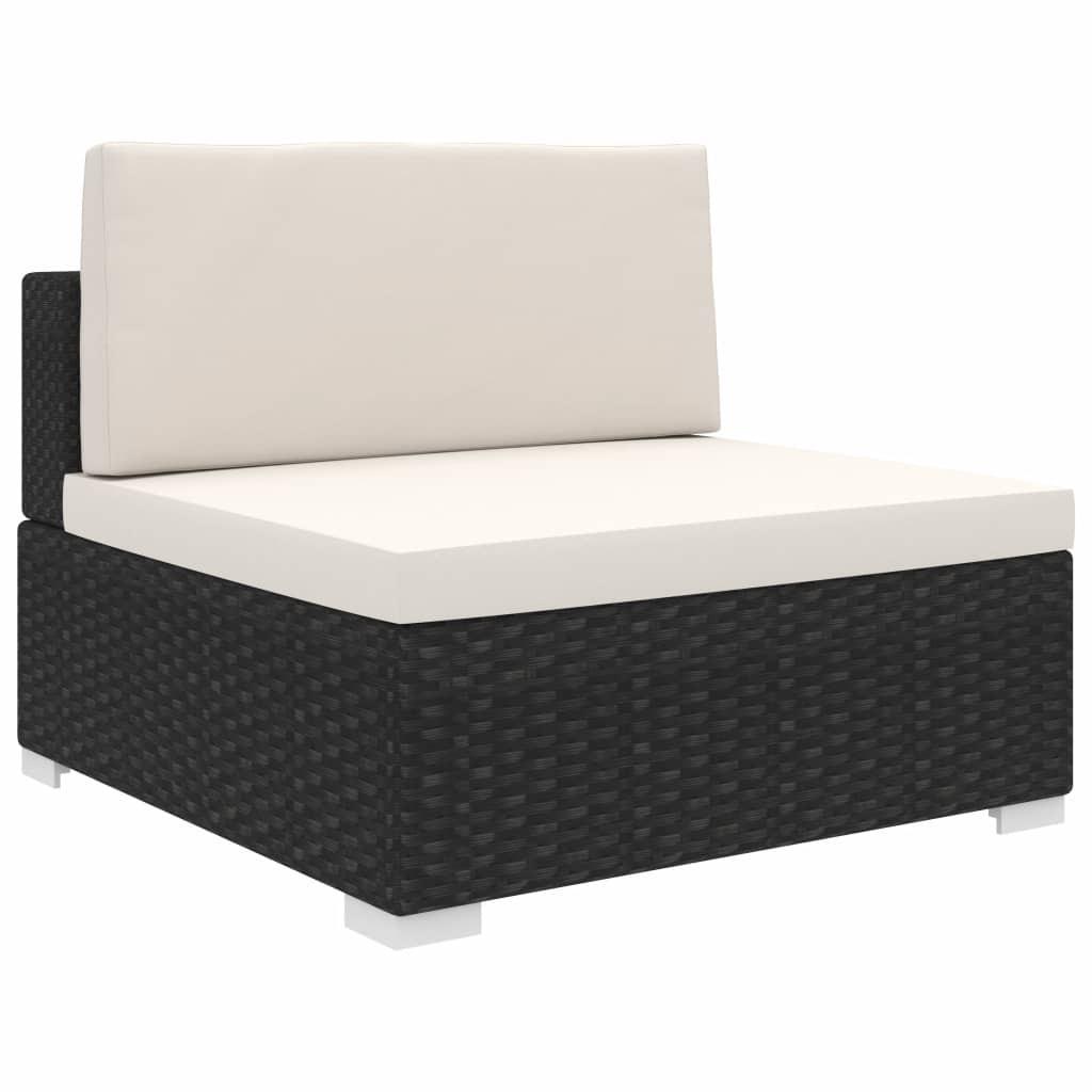 Midtersæde til sofa 1 stk. med hynder polyrattan sort