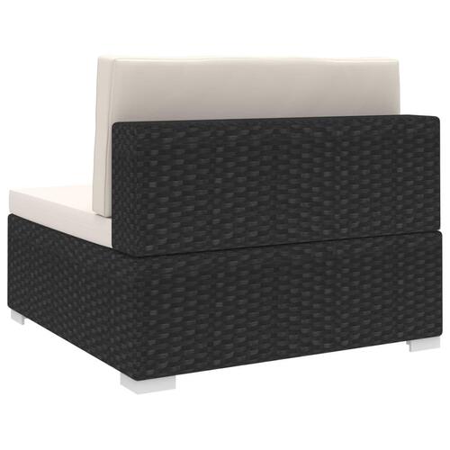 Midtersæde til sofa 1 stk. med hynder polyrattan sort