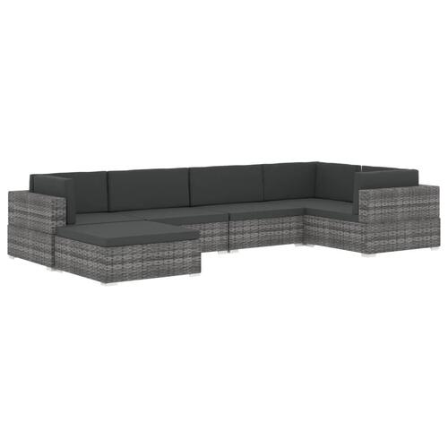 Midtersæde til sofa 1 stk. med hynder polyrattan sort