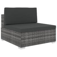 Midtersæde til sofa 1 stk. med hynder polyrattan grå