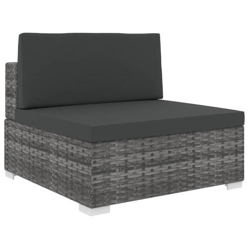 Midtersæde til sofa 1 stk. med hynder polyrattan grå