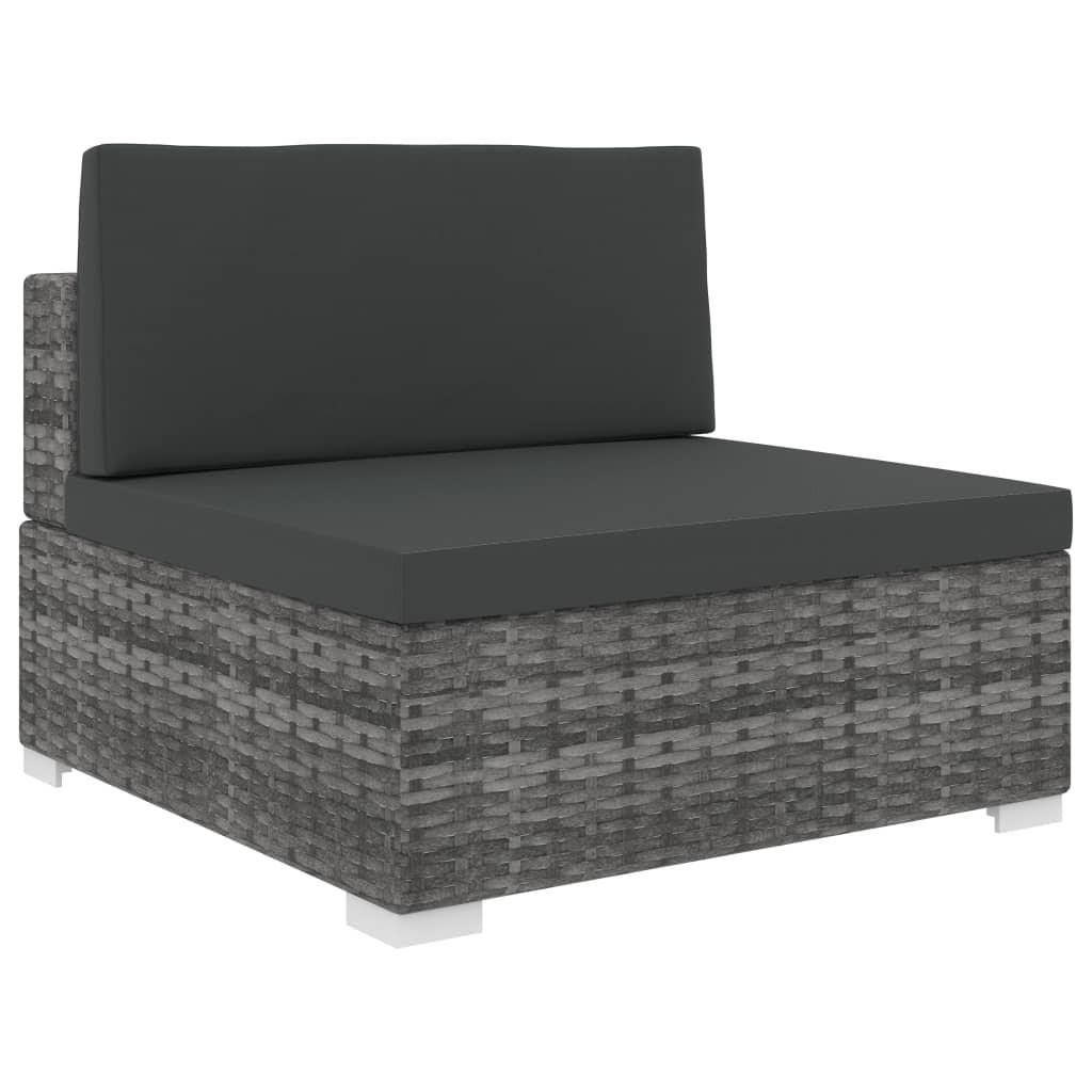 Midtersæde til sofa 1 stk. med hynder polyrattan grå