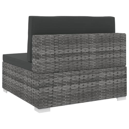 Midtersæde til sofa 1 stk. med hynder polyrattan grå