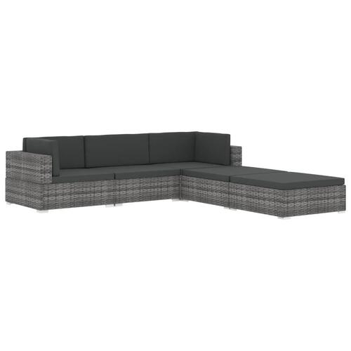 Midtersæde til sofa 1 stk. med hynder polyrattan grå