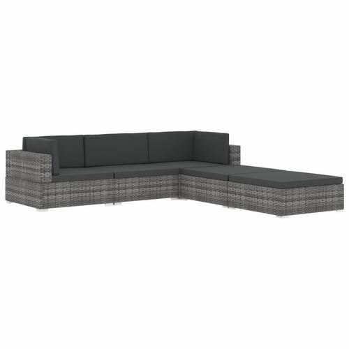 Midtersæde til sofa 1 stk. med hynder polyrattan sort