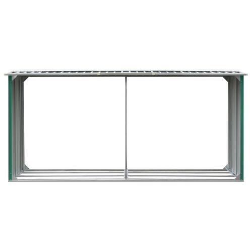Brændeskur til haven 330 x 92 x 153 cm galvaniseret stål grøn