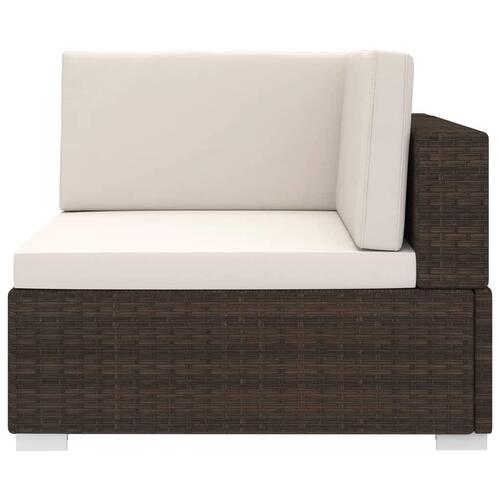 Hjørnesæde til sofa 1 stk. med hynder polyrattan brun