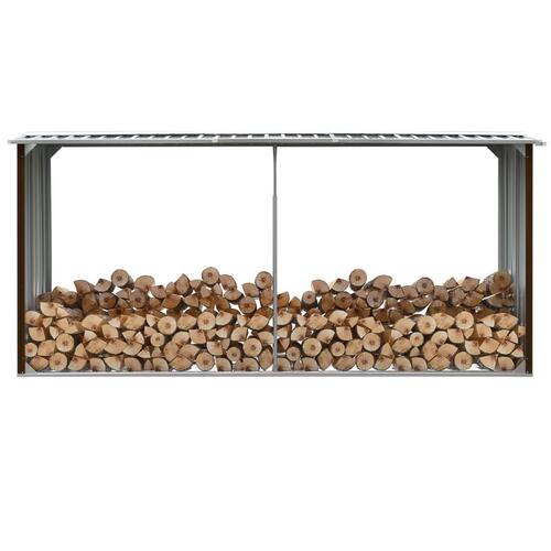 Brændeskur til haven 330 x 92 x 153 cm galvaniseret stål brun