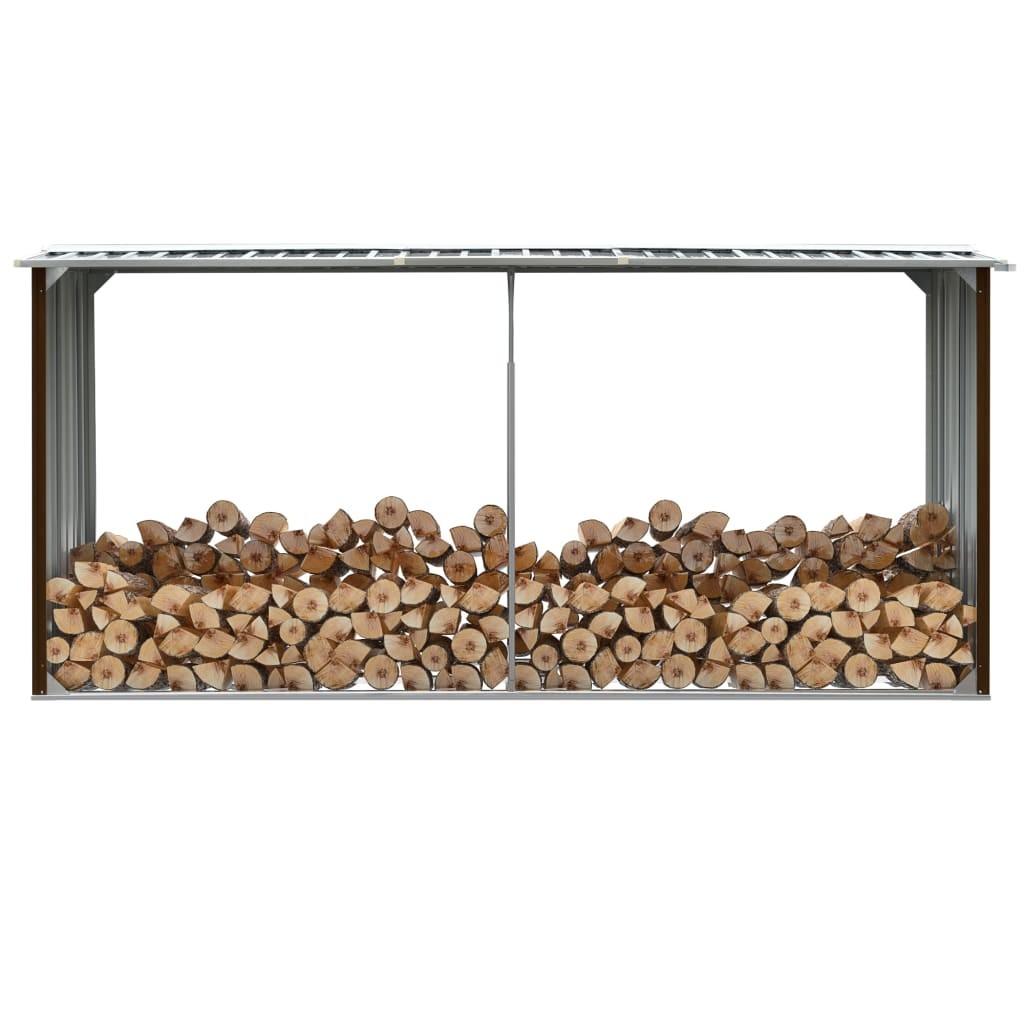 Brændeskur til haven 330 x 92 x 153 cm galvaniseret stål brun
