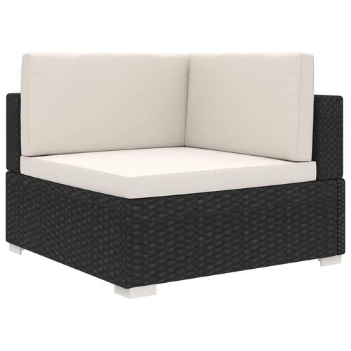Hjørnesæde til sofa 1 stk. med hynder polyrattan sort
