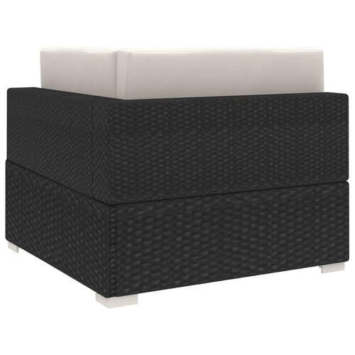 Hjørnesæde til sofa 1 stk. med hynder polyrattan sort