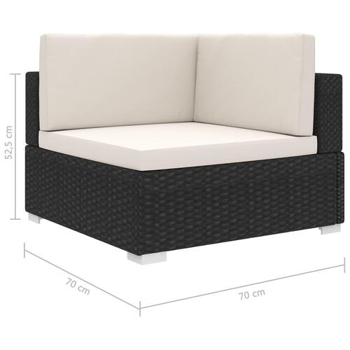 Hjørnesæde til sofa 1 stk. med hynder polyrattan sort