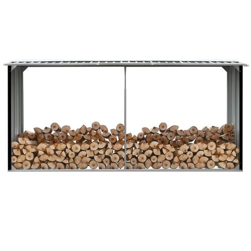 Brændeskur 330 x 92 x 153 cm galvaniseret stål antracitgrå