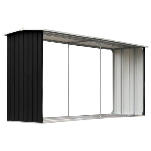 Brændeskur 330 x 92 x 153 cm galvaniseret stål antracitgrå