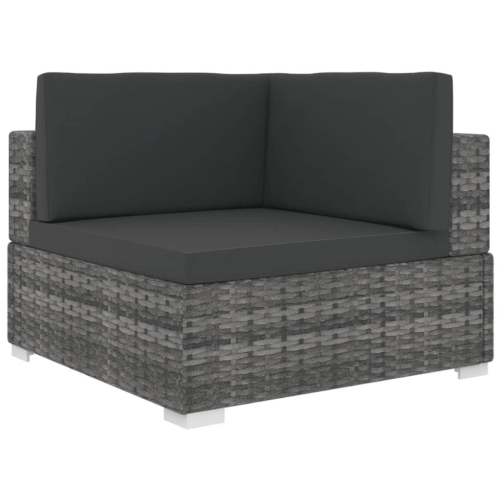Hjørnesæde til sofa 1 stk. med hynder polyrattan grå
