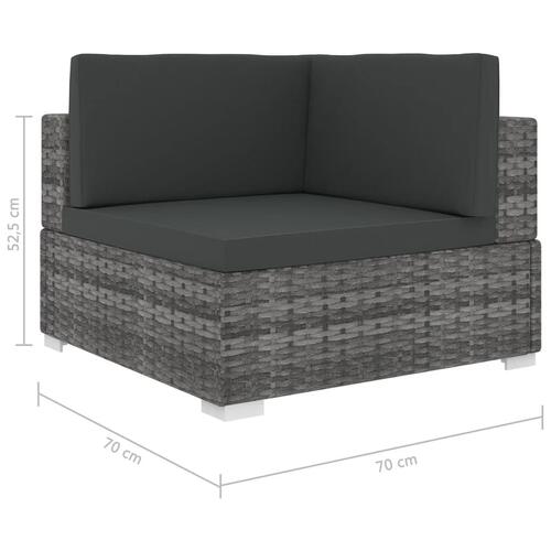 Hjørnesæde til sofa 1 stk. med hynder polyrattan grå