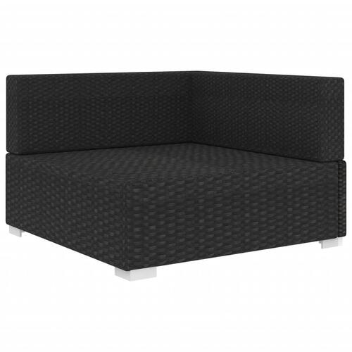 Hjørnesæde til sofa 1 stk. med hynder polyrattan sort