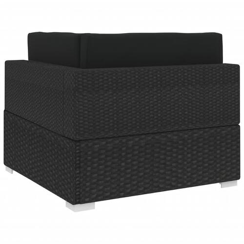 Hjørnesæde til sofa 1 stk. med hynder polyrattan sort