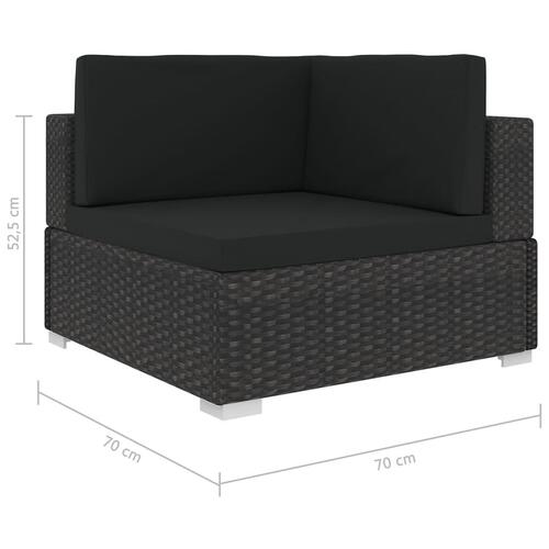 Hjørnesæde til sofa 1 stk. med hynder polyrattan sort