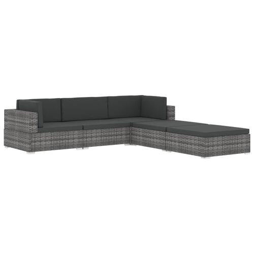 Hjørnesæde til sofa 1 stk. med hynder polyrattan sort