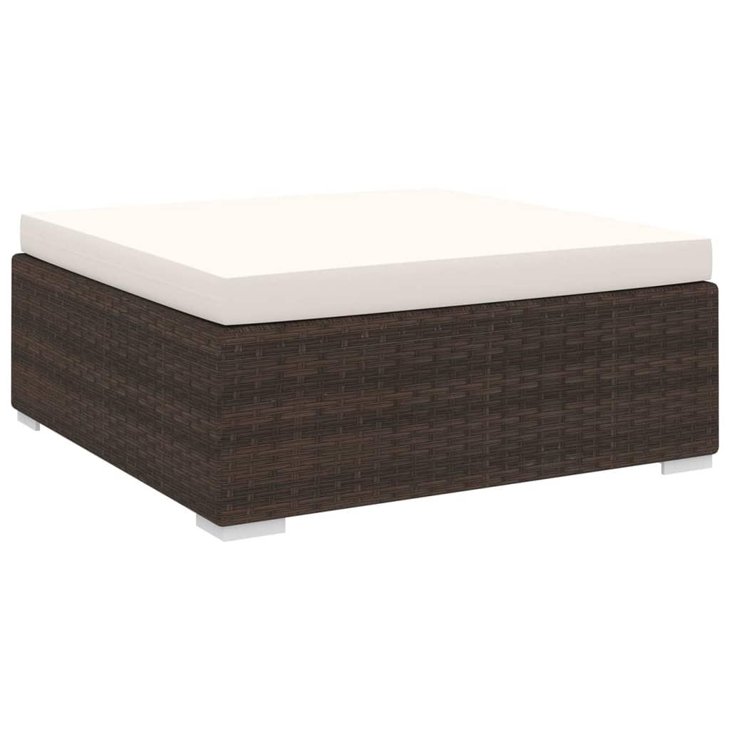 Fodskammel til sofa 1 stk. med hynde polyrattan brun