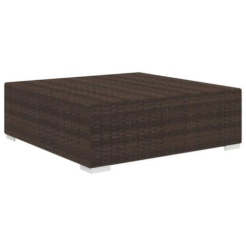 Fodskammel til sofa 1 stk. med hynde polyrattan brun