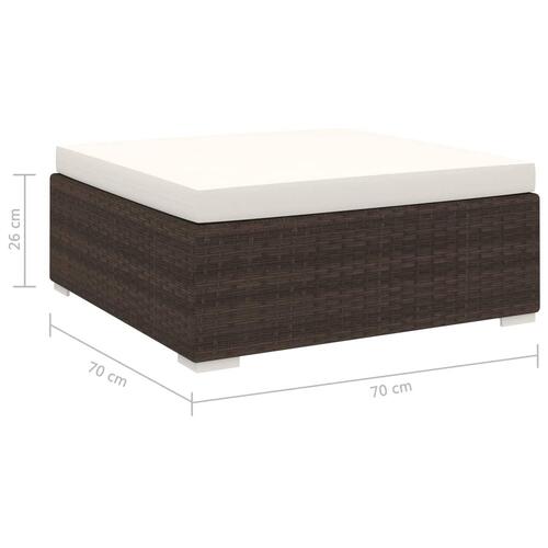 Fodskammel til sofa 1 stk. med hynde polyrattan brun